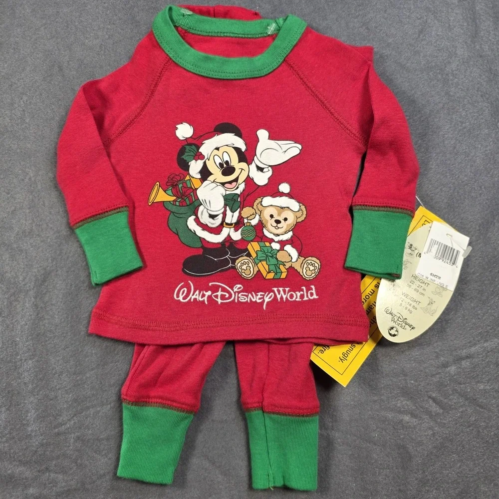 Disney Mickey Mouse Christmas Outfit Baby Boy Size 6m Red / Green NwT